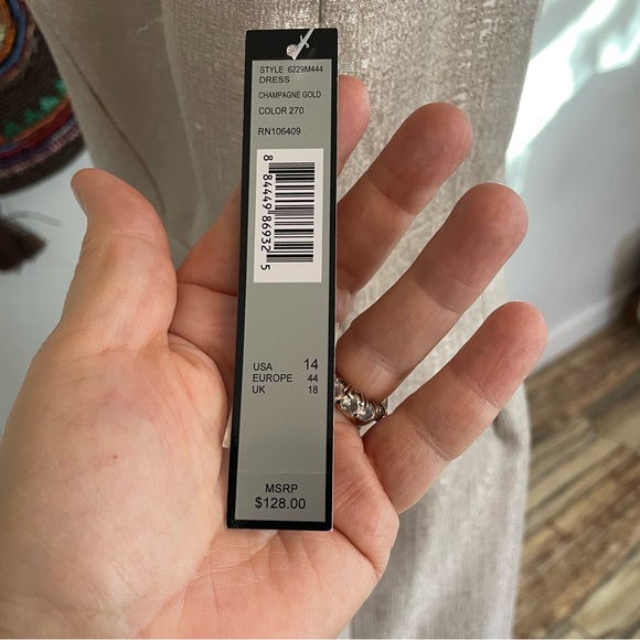 Tahari Arthur S. Levine Dressy Dress! NWT Gorgeous Muted Gold! Size 14 - Picture 11 of 11